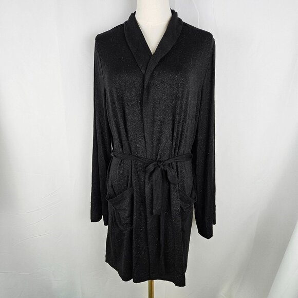 NEW!! Chaser Rock & Roll Glitter Kimono Duster Wrap Jacket M/L Black Sexy Party - Picture 4 of 12